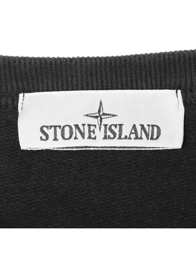 Garment Dyed Double Pocket Brushed Cotton Fleece Sweatshirt Black - STONE ISLAND - BALAAN 8