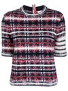 4 Bar Crew Neck Merino Mohair Knit Top Red - THOM BROWNE - BALAAN 2