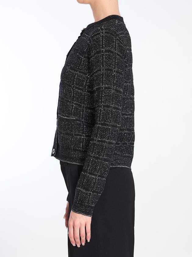 Wool And Lamé Check Cardigan - GUCCI - BALAAN 3