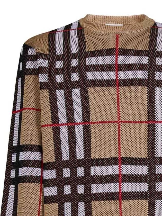 Check Technical Cotton Knit Top Beige - BURBERRY - BALAAN 4