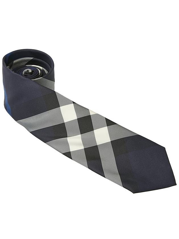 Classic Cut Check Silk Tie Navy - BURBERRY - BALAAN 3