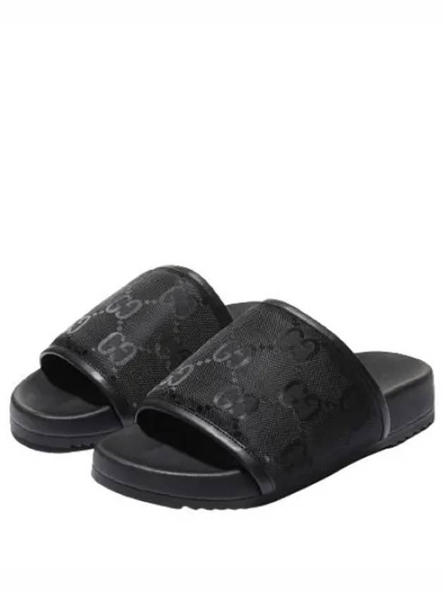 GG Monogram Slide Slippers Black - GUCCI - BALAAN 2