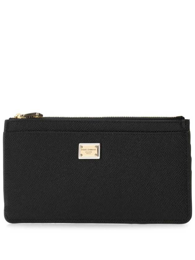 Logo Patch Zipper Long Wallet Black - DOLCE&GABBANA - BALAAN 3