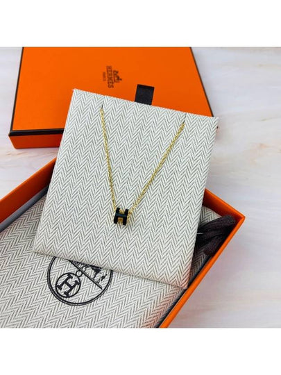 Mini Pop H Pendant Necklace Gold Noir - HERMES - BALAAN 2