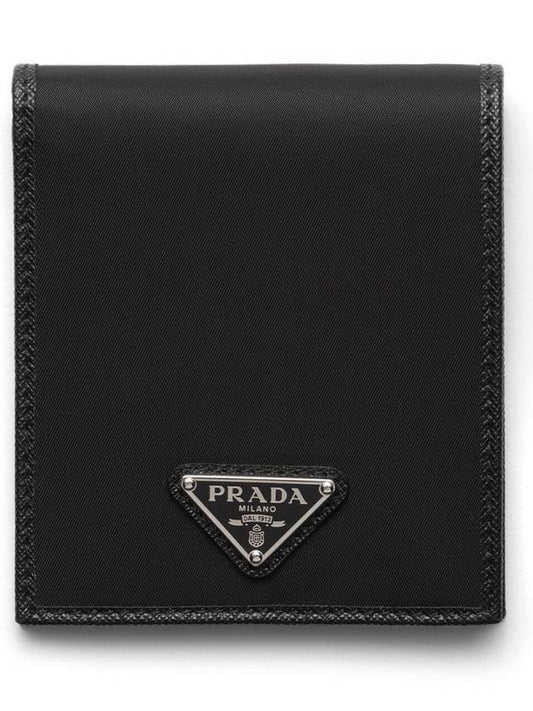 Triangle Logo Re-Nylon Half Wallet Black - PRADA - BALAAN 2