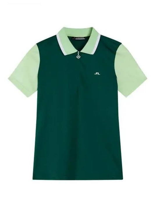 Women's Antonia Short Sleeve Polo Shirt Rain Forest - J.LINDEBERG - BALAAN 2