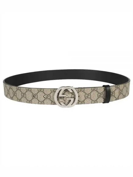 Men's Double-sided GG Supreme Solid Leather Belt Black Beige - GUCCI - BALAAN 2