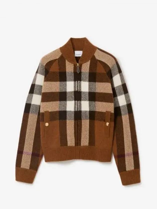 Women's Wool Cashmere Bomber Cardigan Brown - BURBERRY - BALAAN 2