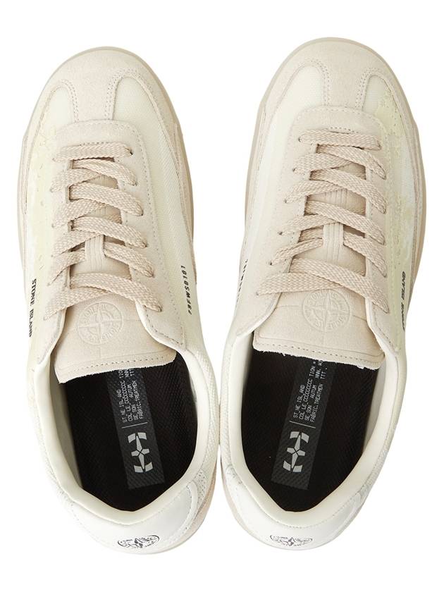 Rock Logo Print Suede Low Top Sneakers Plaster - STONE ISLAND - BALAAN 3