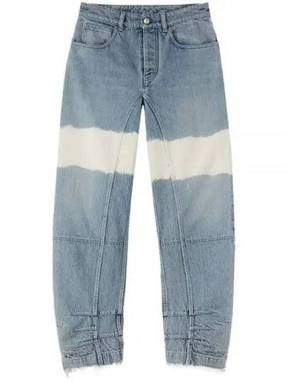 High Waist Color Block Cotton Straight Jeans Blue - JIL SANDER - BALAAN 2