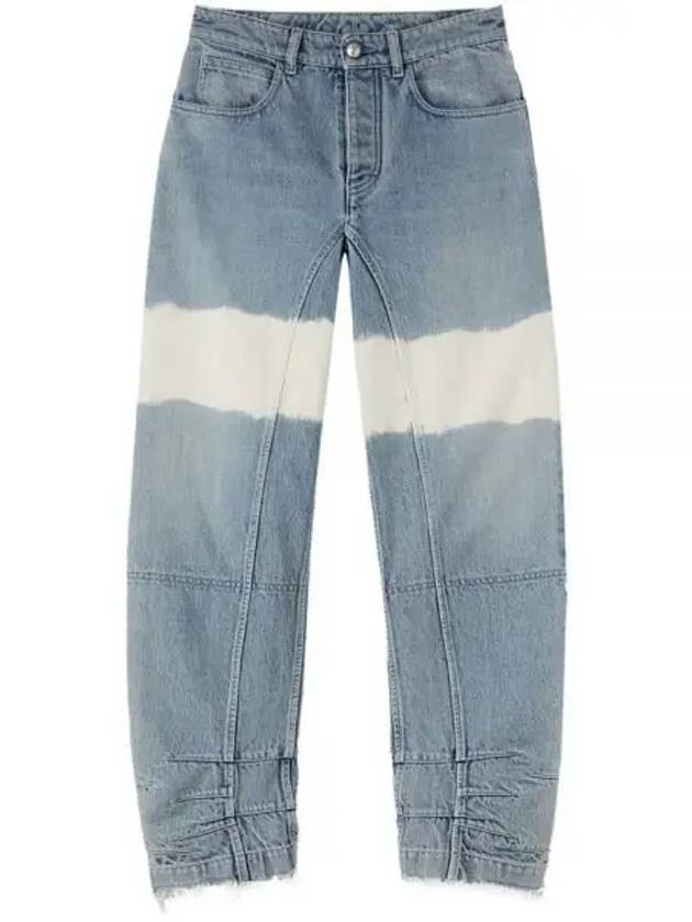 High Waist Color Block Cotton Straight Jeans Blue - JIL SANDER - BALAAN 2