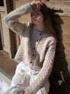 unbalanced button boat neck wool cardigan beige - LETTER FROM MOON - BALAAN 7