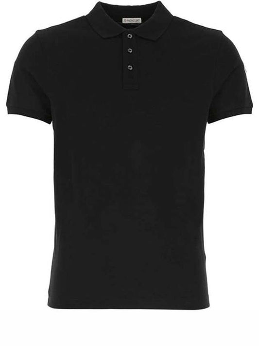 Men's Arm Logo Patch Polo Shirt Black - MONCLER - BALAAN 2