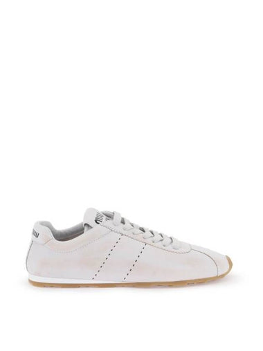 Bleached Nappa Leather Low Top Sneakers White - MIU MIU - BALAAN 1