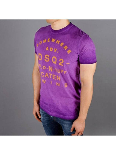 Men's printed round shortsleeved tshirt violet - DSQUARED2 - BALAAN 2