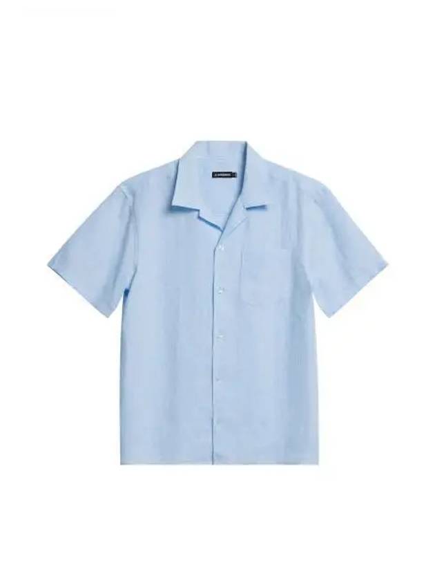 Elio Linen Melange Short Sleeve Shirt Chambray Blue - J.LINDEBERG - BALAAN 2