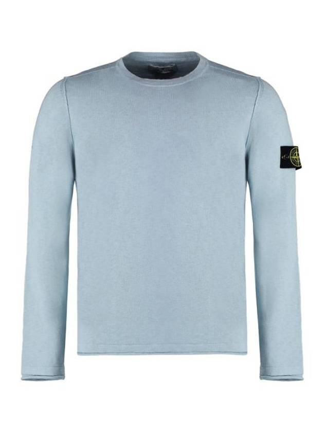 Compass Badge Ribbed Cotton Knit Top Sky Blue - STONE ISLAND - BALAAN 2