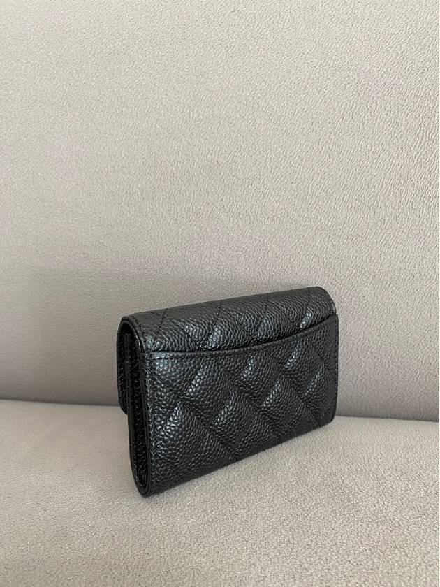 Classic Card Holder Grained Calfskin Silver Black - CHANEL - BALAAN 7