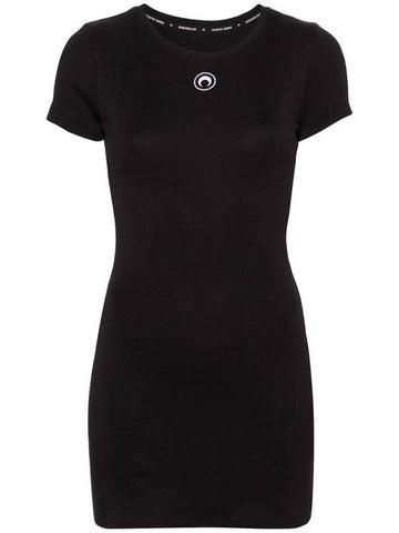 Logo Organic Cotton Short Dress Black - MARINE SERRE - BALAAN 1