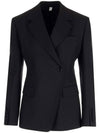 Women's Wool Tailored Blazer Jacket Black - BURBERRY - BALAAN.