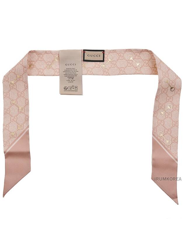 Horsebit GG Print Silk Neck Bow Scarf Rose Pink - GUCCI - BALAAN 3