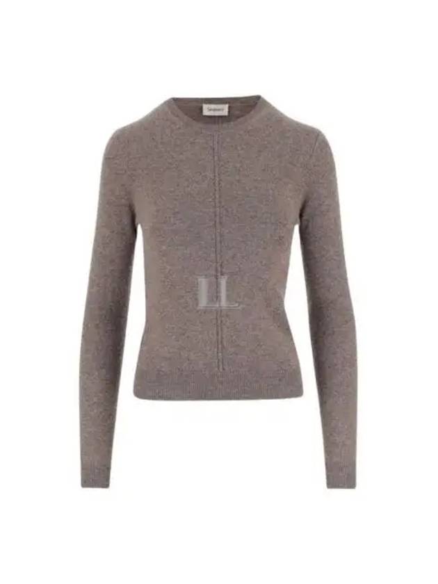 Openwork Cashmere Sweatshirt Taupe - SAINT LAURENT - BALAAN 2