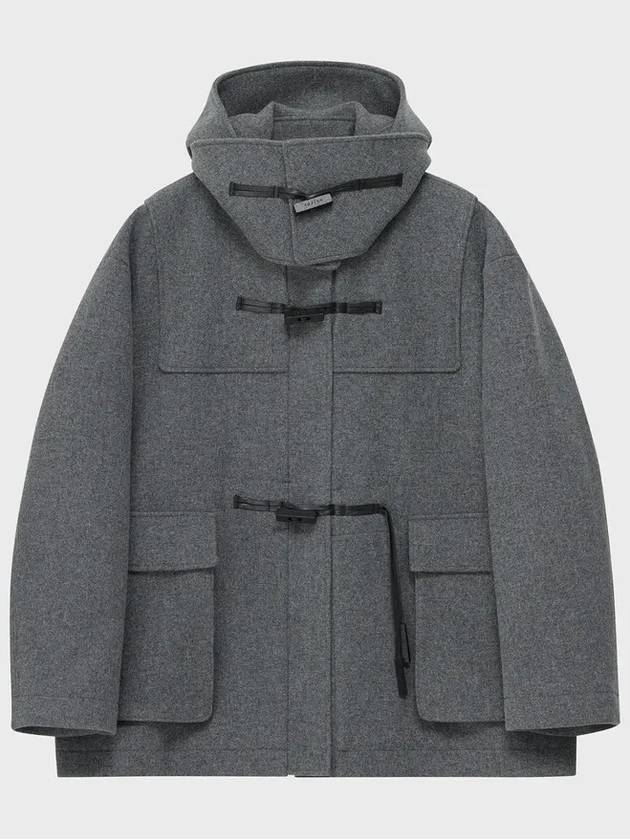 Overfit Hooded Duffel Half Coat Grey - NOIRER - BALAAN 3