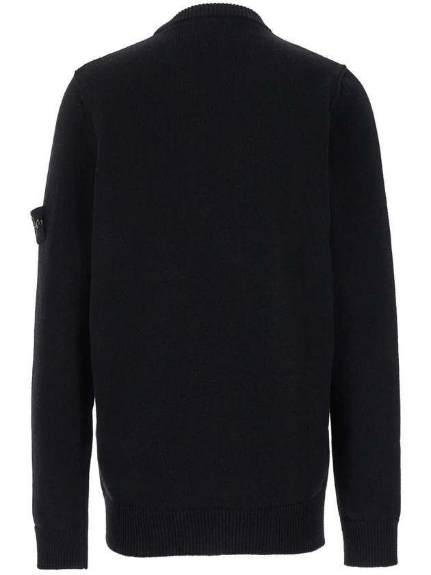 Logo Patch Lambswool Crewneck Knit Top Black - STONE ISLAND - BALAAN 3