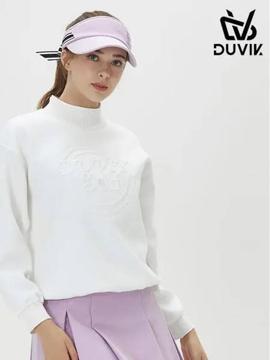 Women s Embossed Bruzon Mock Neck Long Sleeve T Shirt DE3WTS163WH - DUVIK - BALAAN 1