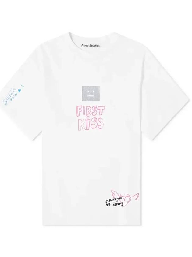 Relaxed Fit Scribble Short Sleeve T-Shirt Optic White - ACNE STUDIOS - BALAAN 3