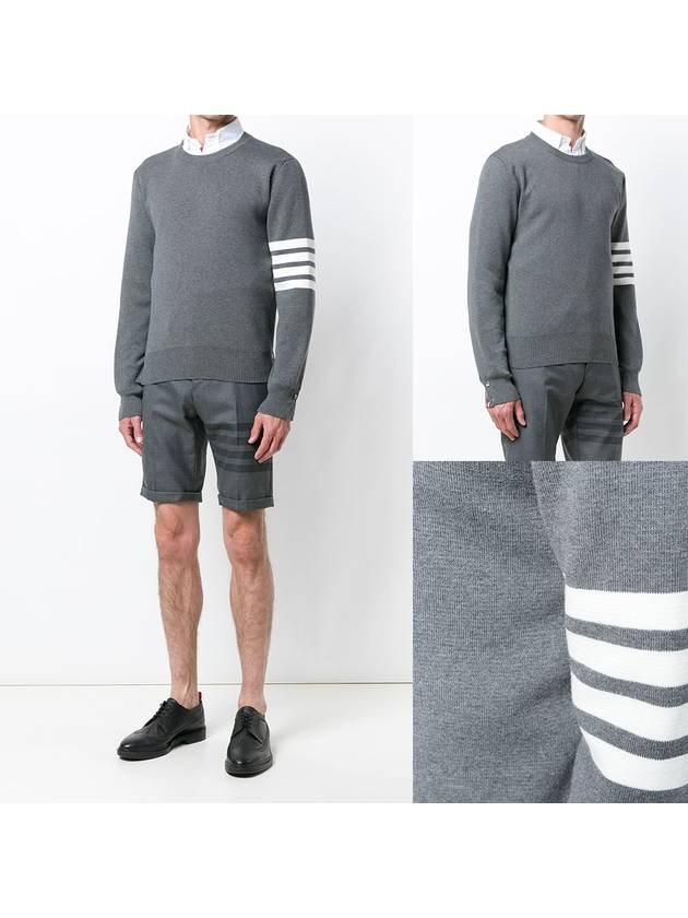 4 Bar Armband Milano Stitch Knit Top Mid Grey - THOM BROWNE - BALAAN 3