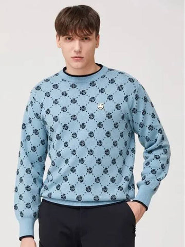 Golf Monogram Knit Sweater Blue - HENRY STUART - BALAAN 1