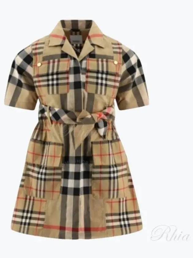 Kids Patchwork Check Tie Waist Dress Beige - BURBERRY - BALAAN 2