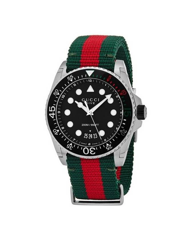 Dive Silver Quartz Web Band Watch Black YA136209A - GUCCI - BALAAN.