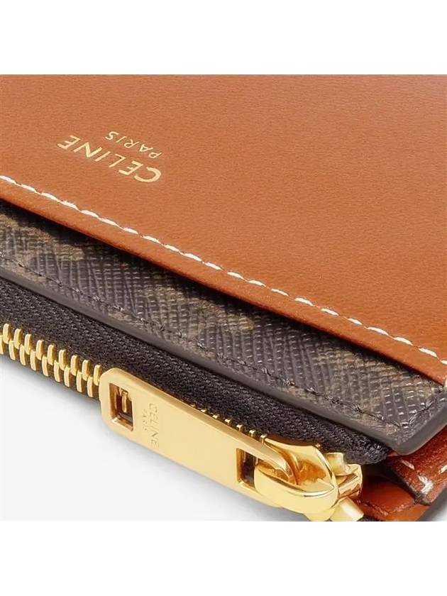 Triomphe Canvas Gold Zipper Card Wallet Tan - CELINE - BALAAN 5