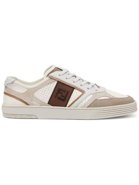 step leather low-top sneakers beige - FENDI - BALAAN 1