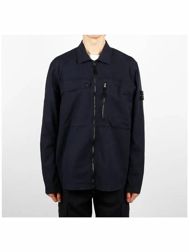 Supima Cotton Twill Stretch-TC Jacket Navy Blue - STONE ISLAND - BALAAN 3