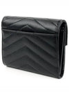 Matelasse Monogram Quilted Flap Half Wallet Black - SAINT LAURENT - BALAAN 5