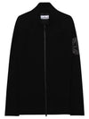 Lambswool Embroidered Full Zip Cardigan Black - STONE ISLAND - BALAAN 1