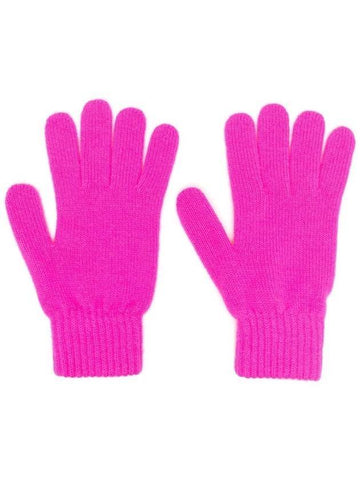 logo embroidered knit gloves pink - MSGM - BALAAN.