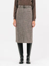 Belted Wool H-Line Skirt Grey - JUN BY JUN K - BALAAN 2