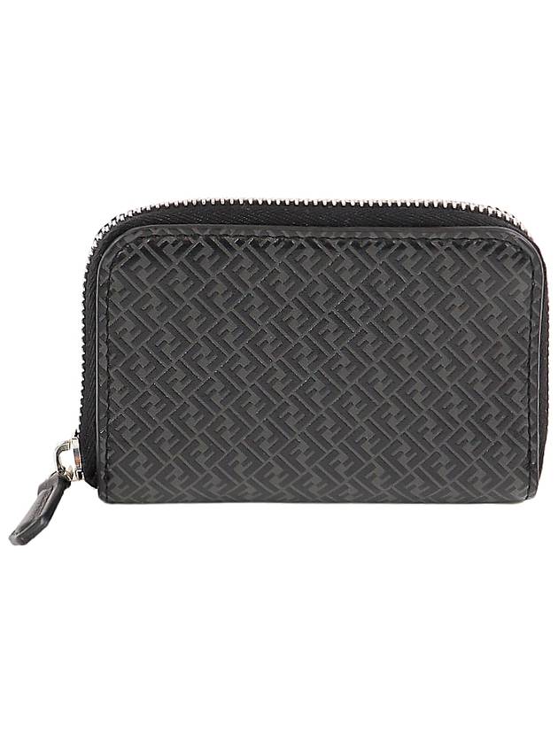 Micro FF Logo Zipper Coin Wallet Black - FENDI - BALAAN 2