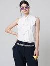 Ruffle Tie Sleeveless Top White - ATHPLATFORM - BALAAN 2