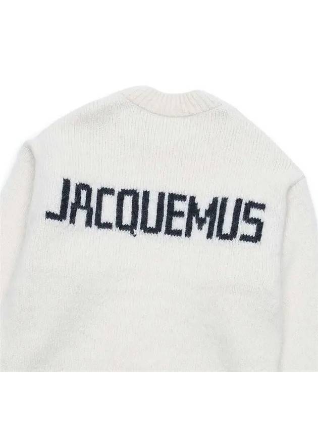 Pavane Back Logo Crew Neck Alpaca Knit Top White - JACQUEMUS - BALAAN 5