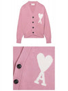 Big Heart Embroidered Logo Cardigan Pale Pink - AMI - BALAAN 6