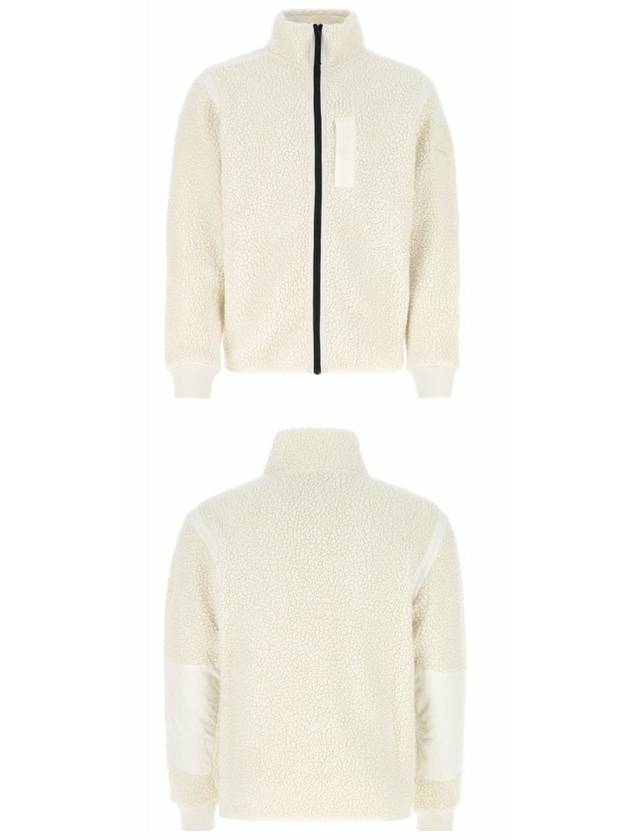 Embroidered Logo Furry Wool Zip-up Jacket Ivory - STONE ISLAND - BALAAN 5