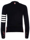 Milano Stitch 4 Bar Classic V Neck Fine Merino Wool Cardigan Navy - THOM BROWNE - BALAAN 8