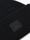 Face Patch Ribbed Wool Beanie Black - ACNE STUDIOS - BALAAN 3