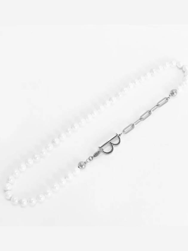 Men's Pearl Layered Chain Necklace Silver - BASSCLEF - BALAAN 4