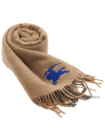 Check EKD Embroidered Reversible Cashmere Scarf Sand - BURBERRY - BALAAN 2